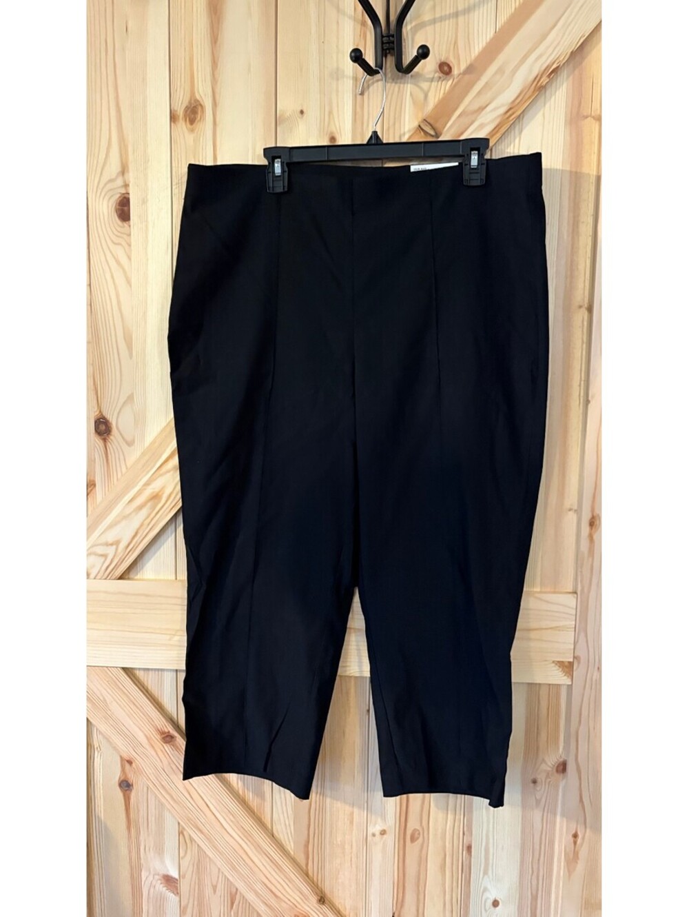 Rafaella Black Pintuck Crop Pants Size 18 NWT
